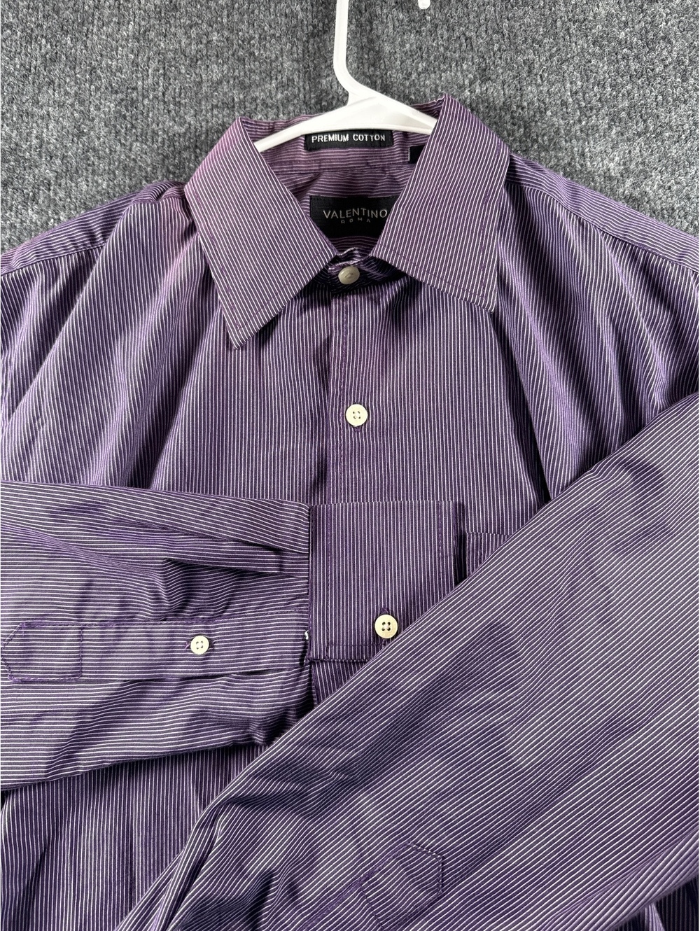 Valentino Roma Premium Cotton Purple Pinstripe Button-Up
